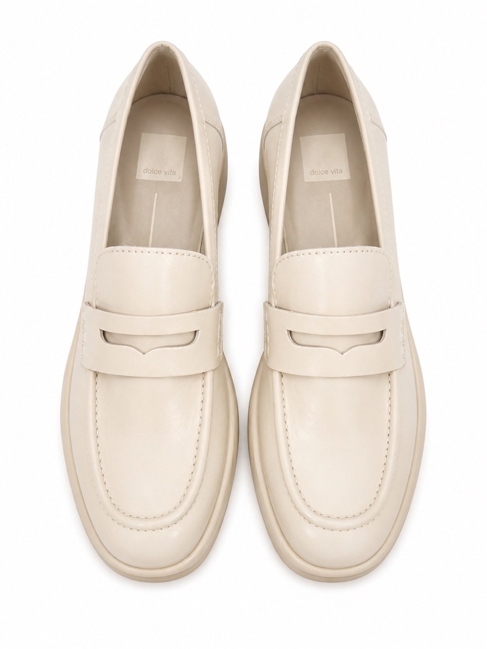 Dolce Vita Cream Leather Heeled Penny Loafers NWT